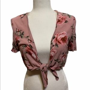 Floral self- tie coverup
